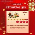Trường Mầm non Hải Hoà thông báo lịch nghỉ tết dương lịch 2026